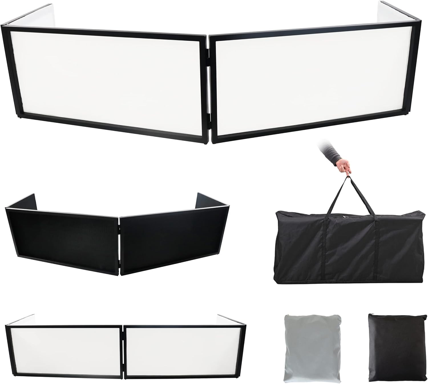 Portable DJ Booth Facade with Travel Bag - Black & White Scrims Included