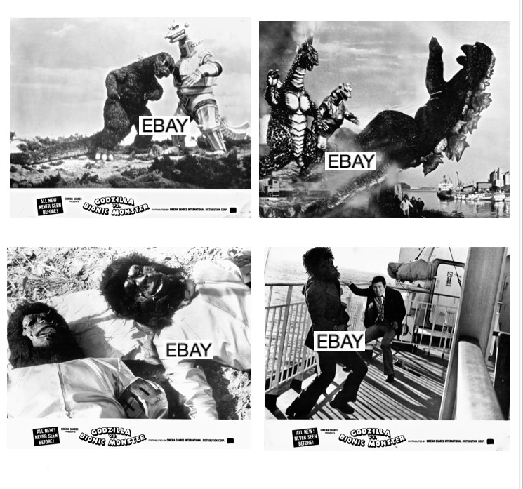 GODZILLA VS MECHAGODZILLA 1977 MOVIE PHOTO LOT #1 (4) ROBOT BIONIC MONSTER