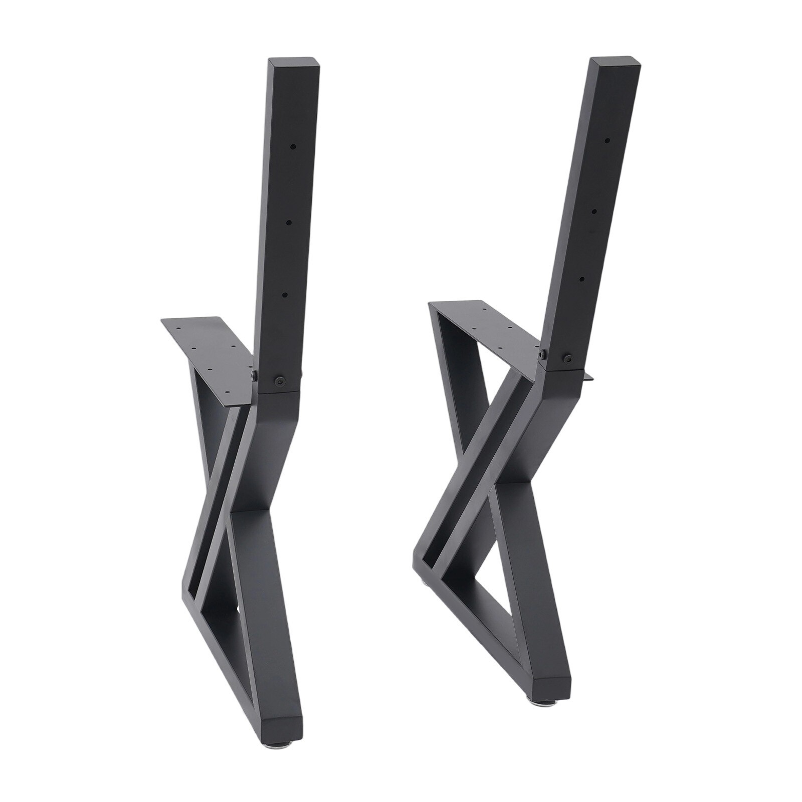 2PCS Bench Legs Z-Shaped Bench Legs with Backrest Bracket Bench Legs Black