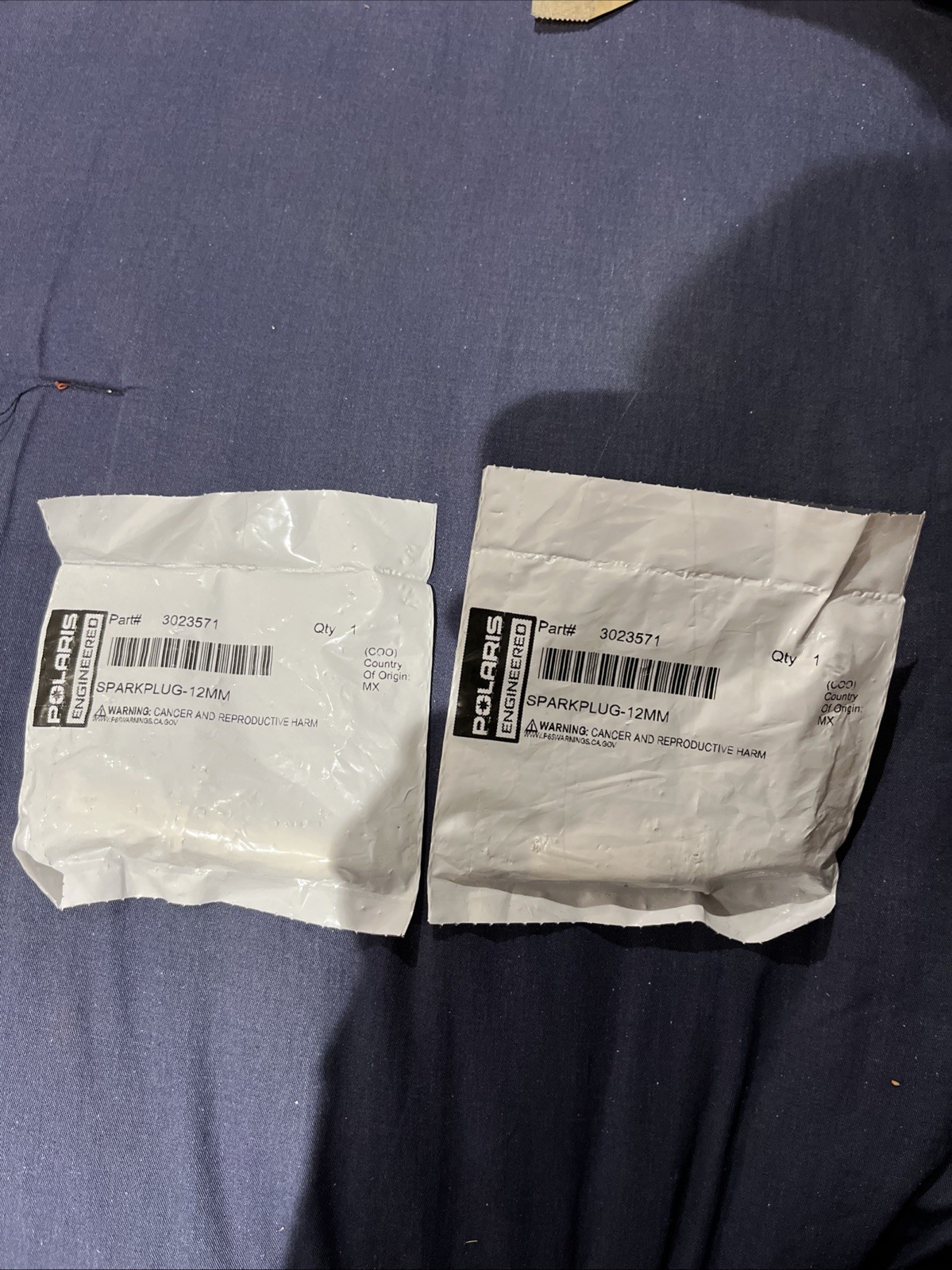 Lot of 2 - Polaris Spark Plug, 12 mm, Genuine OEM Part 3023571