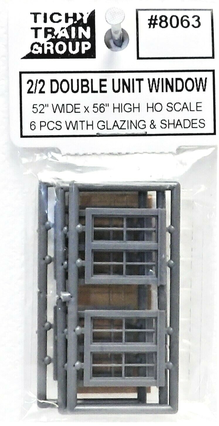 HO Scale Tichy Train Group 8063 2/2 52 x 56" Double Unit Hung Windows pkg (6)