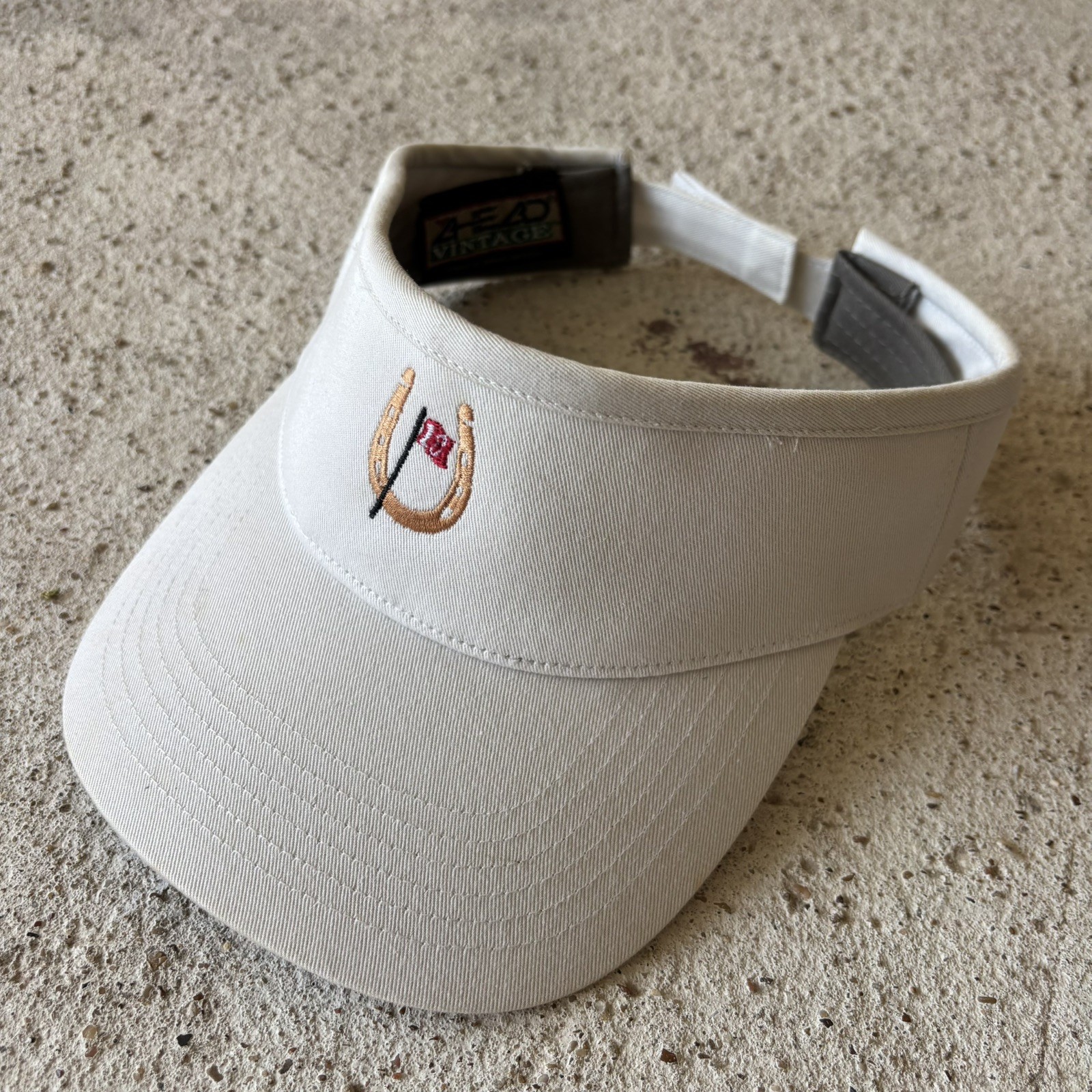 AHEAD Vintage Golf Visor Hat Tan Beige Adjustable