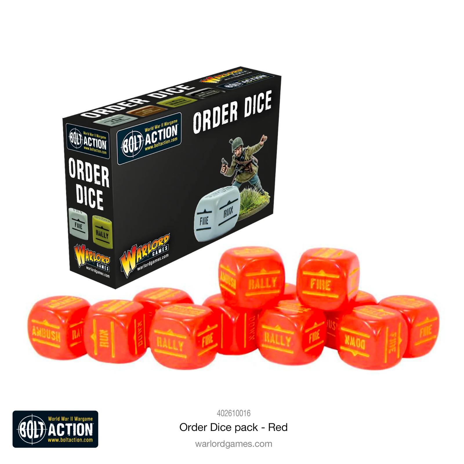 Warlord Games Bolt Action: D6 Orders Dice Pack of 12 - Red