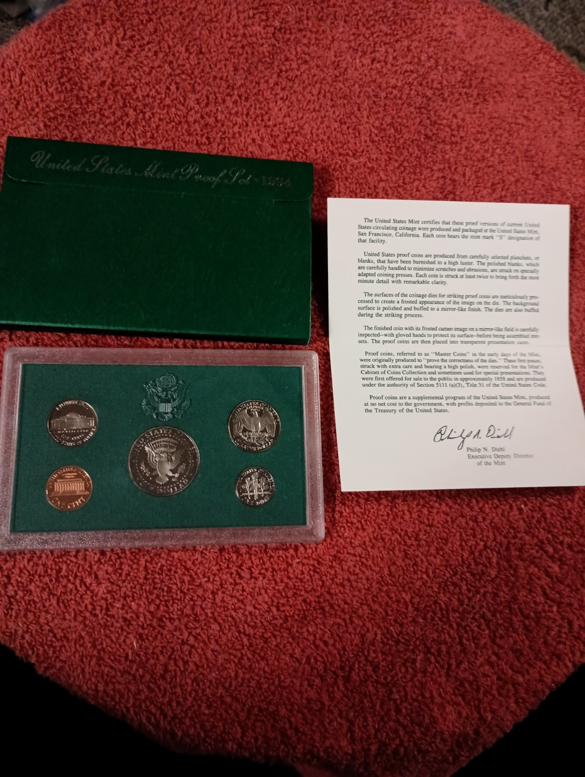 1994-S US Mint Proof Set 5 Coin Set OGP COA