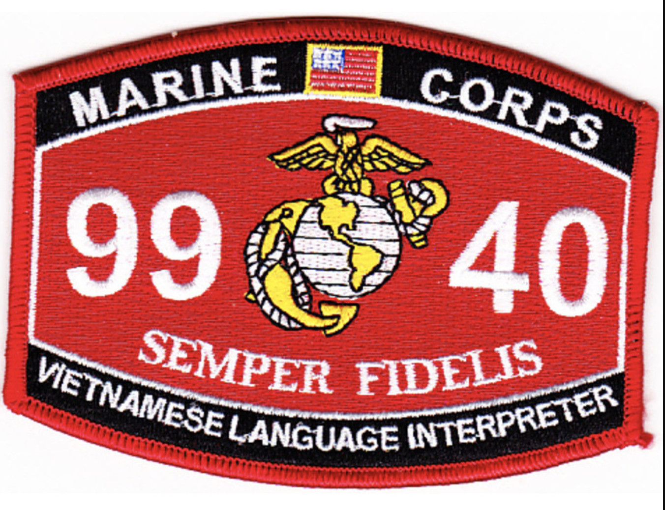 4.5" MARINE CORPS MOS  9940 VIETNAMESE LANGUAGE INTERPRETER EMBROIDERED PATCH