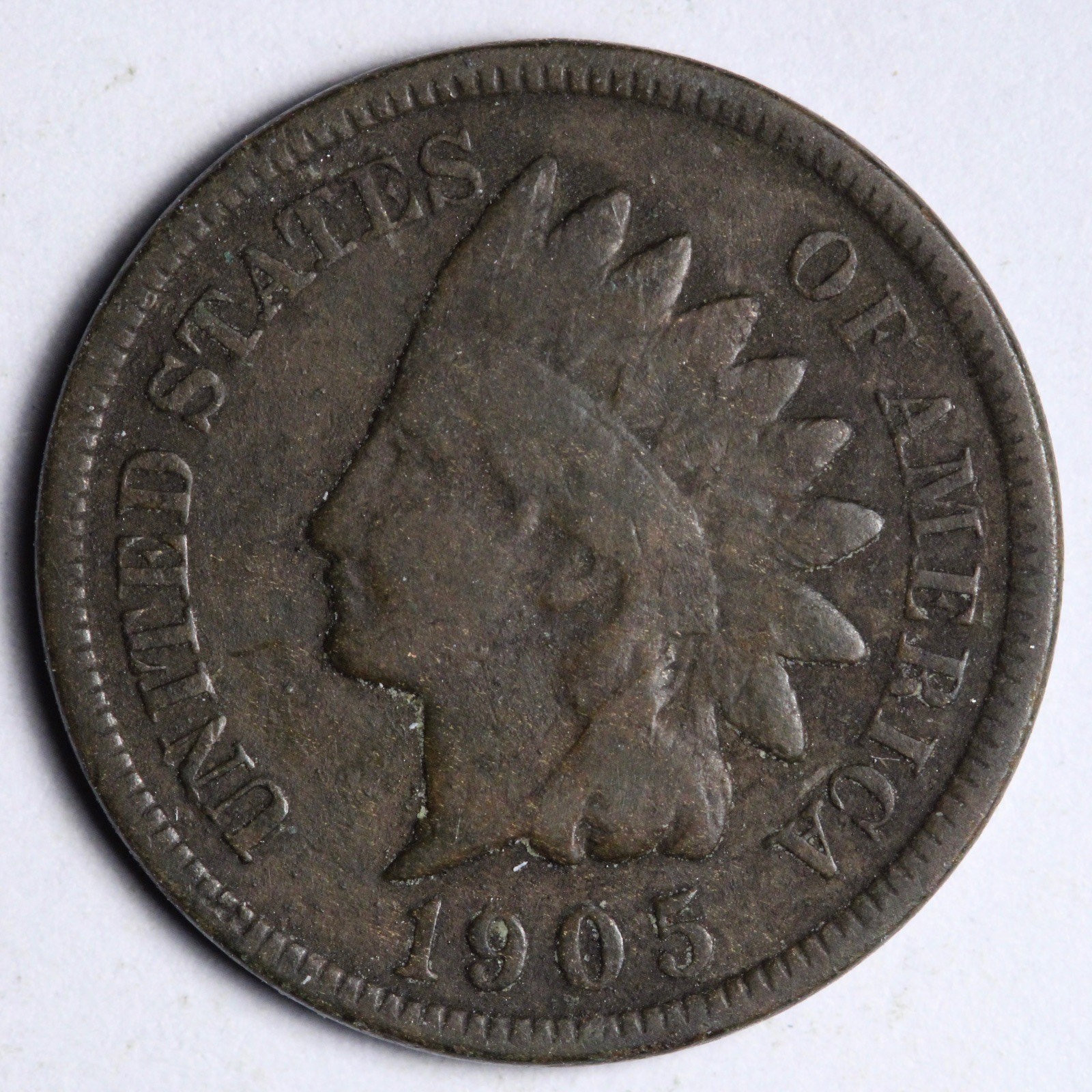 1905 Indian Head Cent Penny REVERSE CUD ERROR RARE! E230 AUC