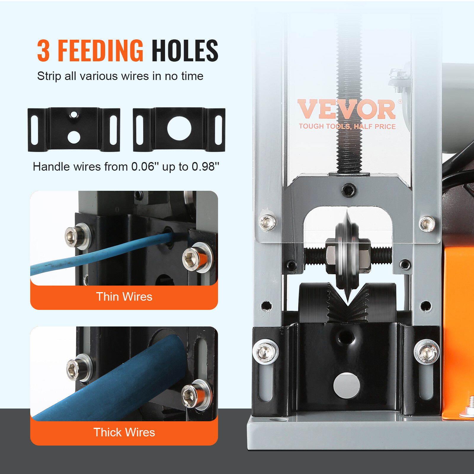 VEVOR Electric Wire Stripping Machine Copper Cable Stripper 0.06''-0.98'' Visual