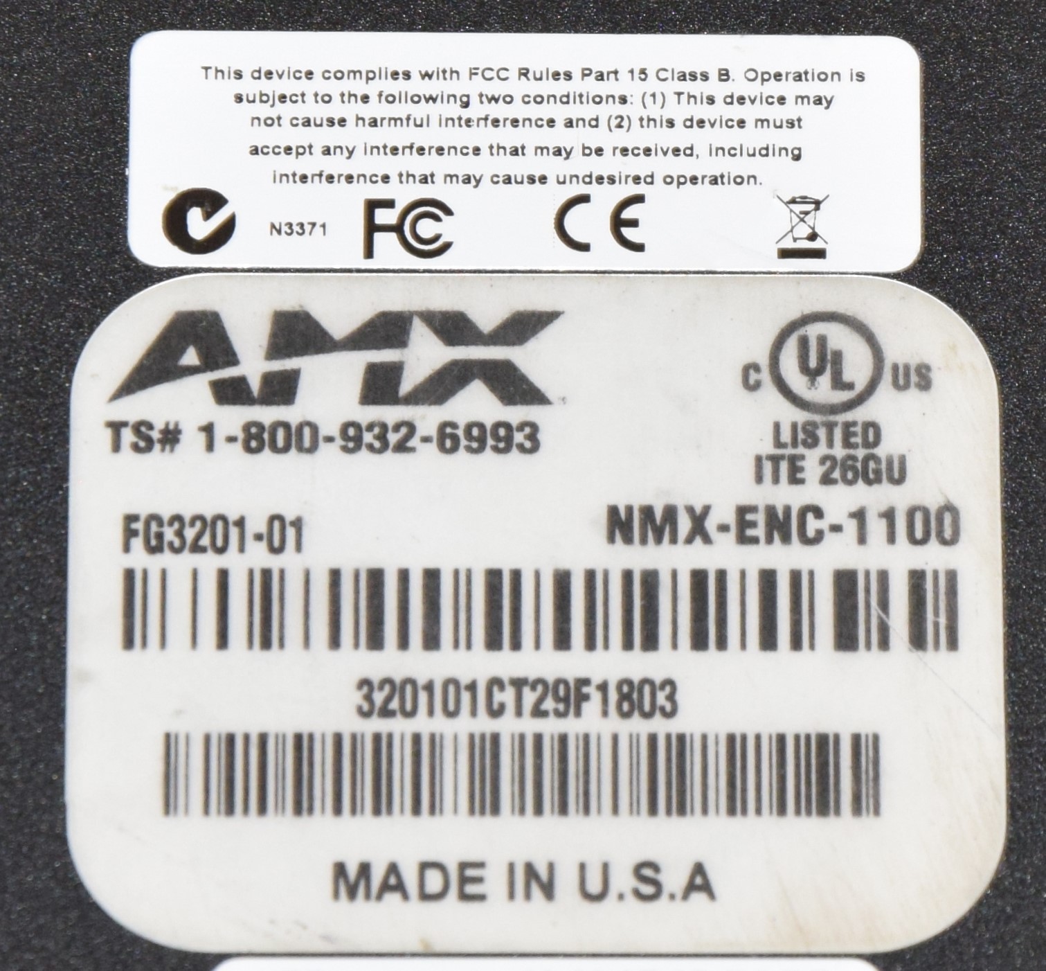 AMX NMX-ENC-1100 FG3201-01 H.264 Encoder Multi Format Video Inputs