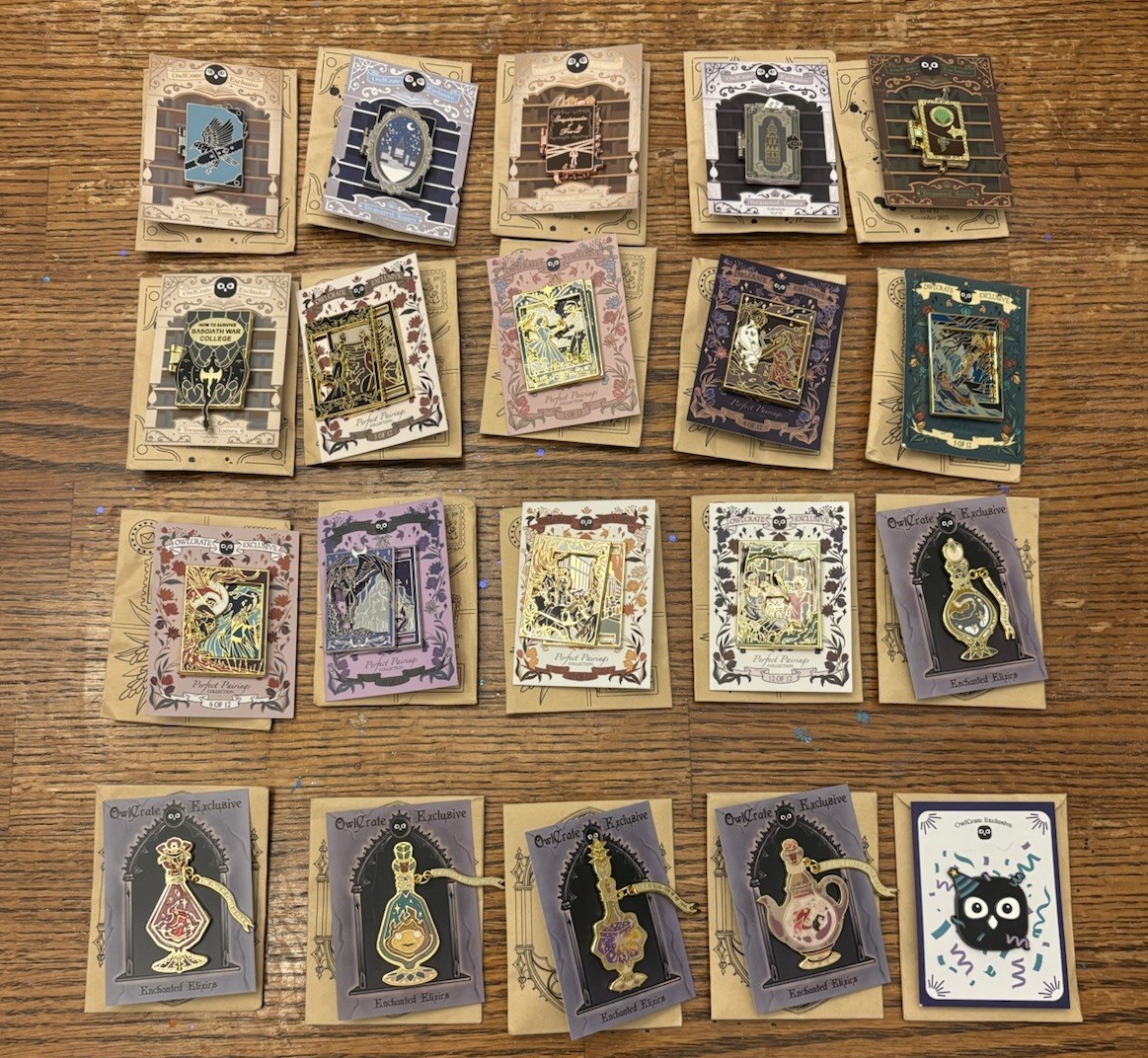 Owlcrate Monthly Enamel Collectors Pins - Years: 2023, 2024, 2025
