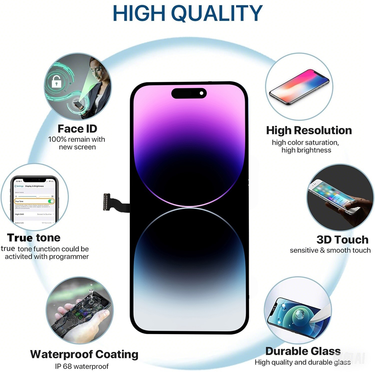 OLED For iPhone 14 Pro Max Screen Replacement FHD Display Digitizer Repair Kit