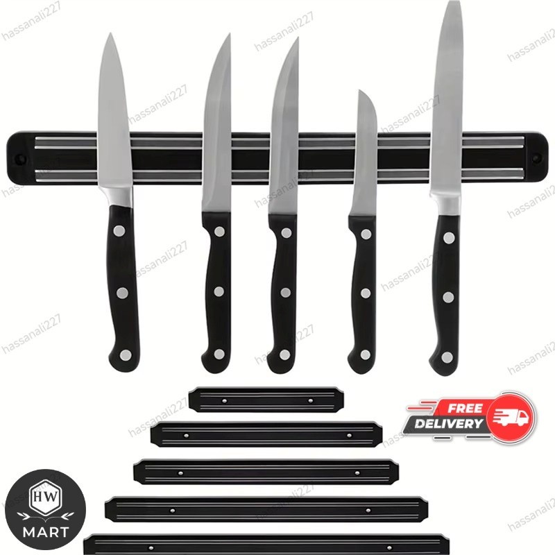 Magnetic Knife Strip Wood 20-55cm Wall Mount Organizer for Kitchen Utensils