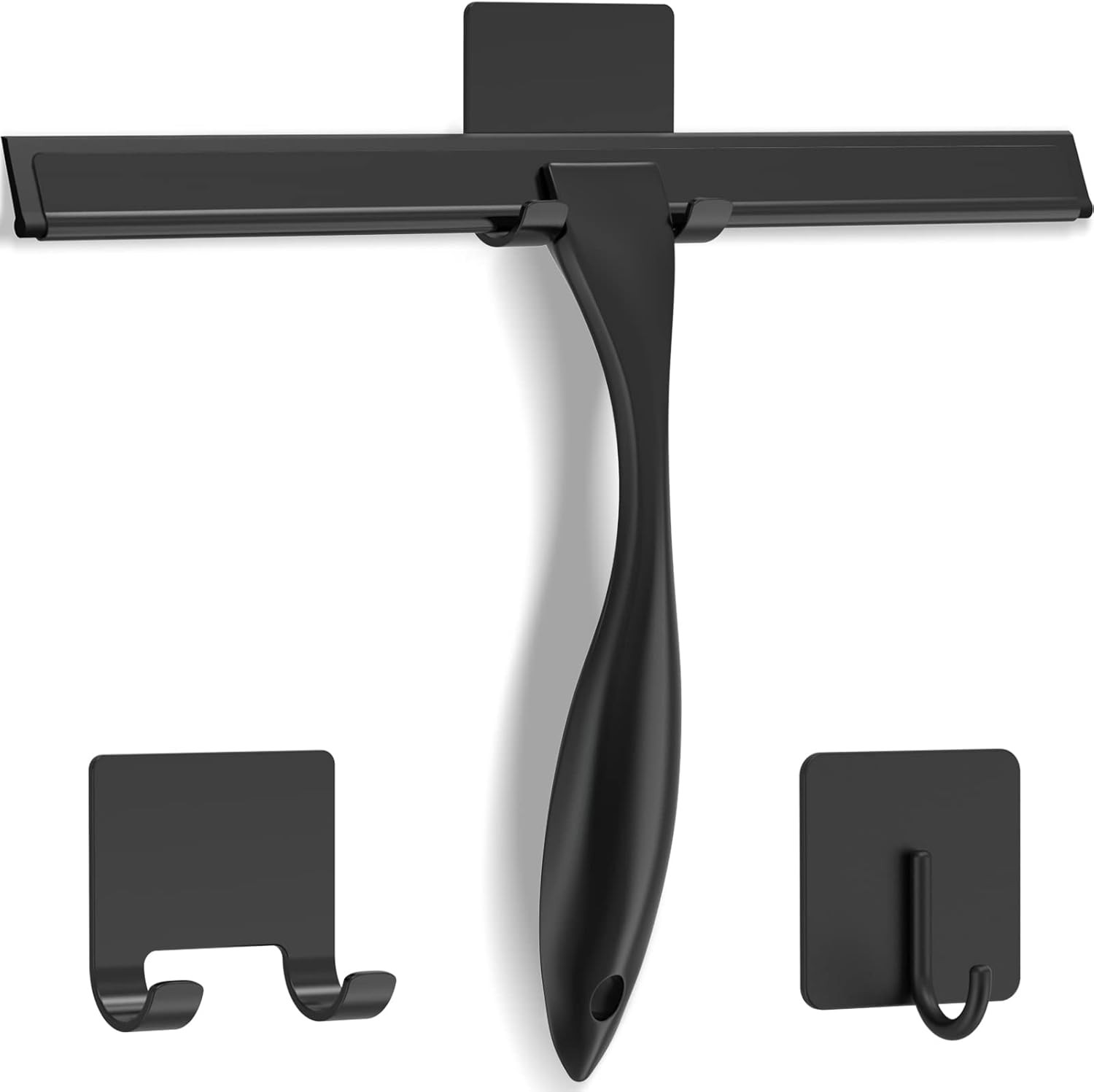 All Purpose Shower Squeegee 10 Inch with 2 Hooks Black