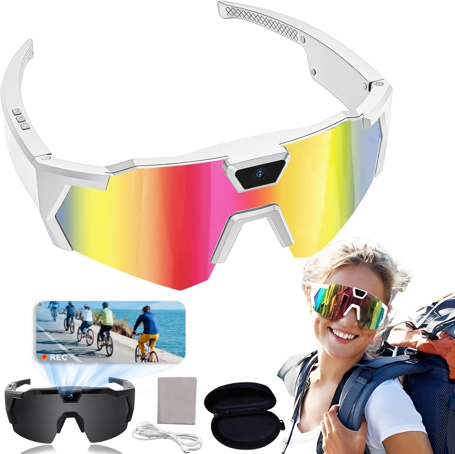 4K HD baseball glasses with a camera, unisex, smart sports camera glasses