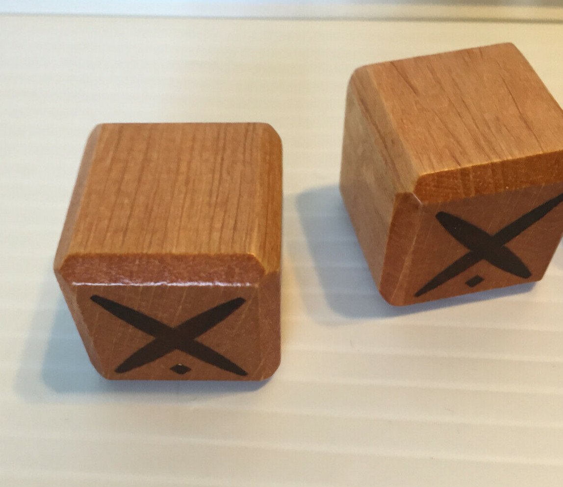 Replacement parts LOT of 2 Wooden Blocks for QUIXO Strategy Game 1995 Gigamic