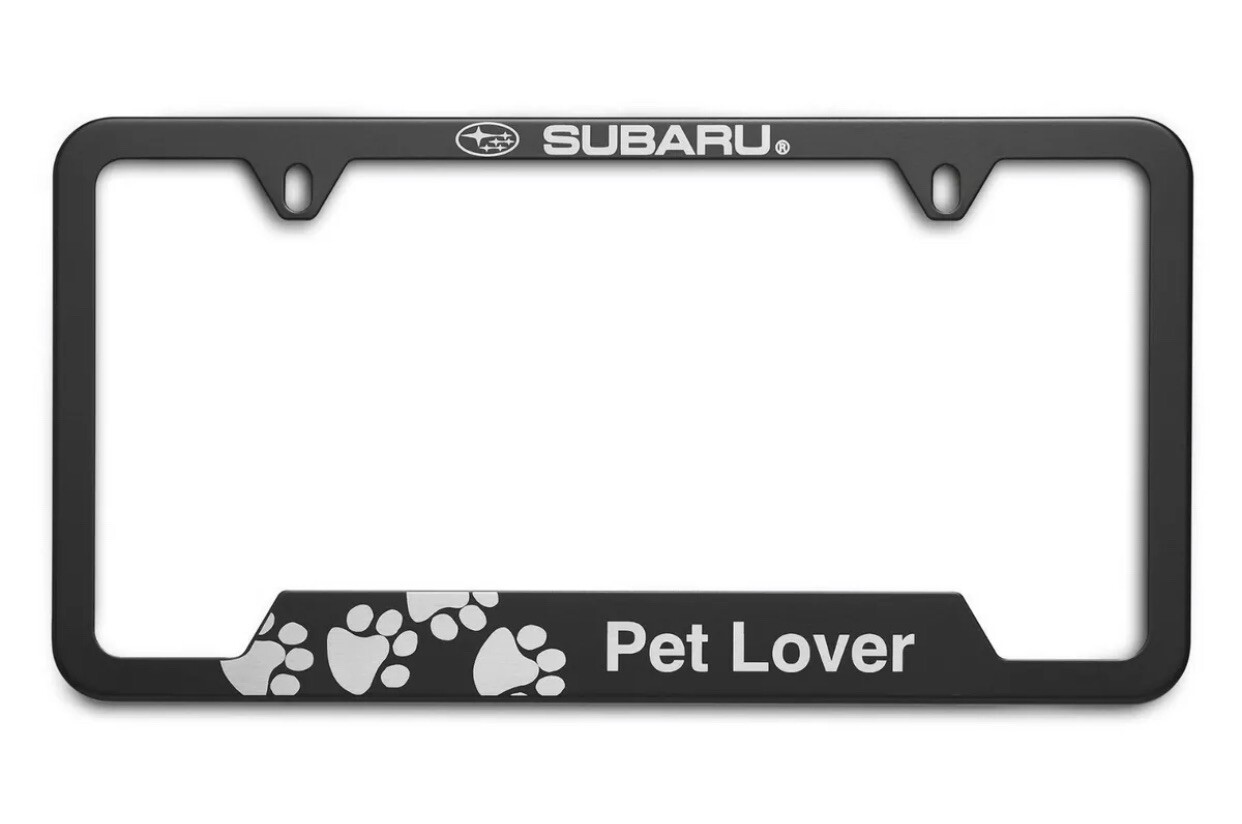 Subaru " Pet Lover " License Plate Frame Matte Black New