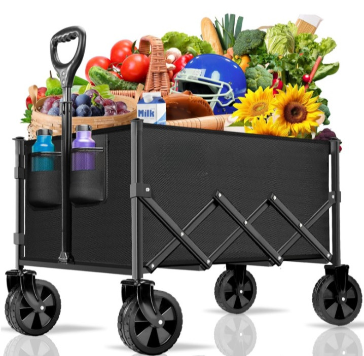 Carro Plegable 350LBS Gran Capacidad con Ruedas Todo Terreno Camping Jardín