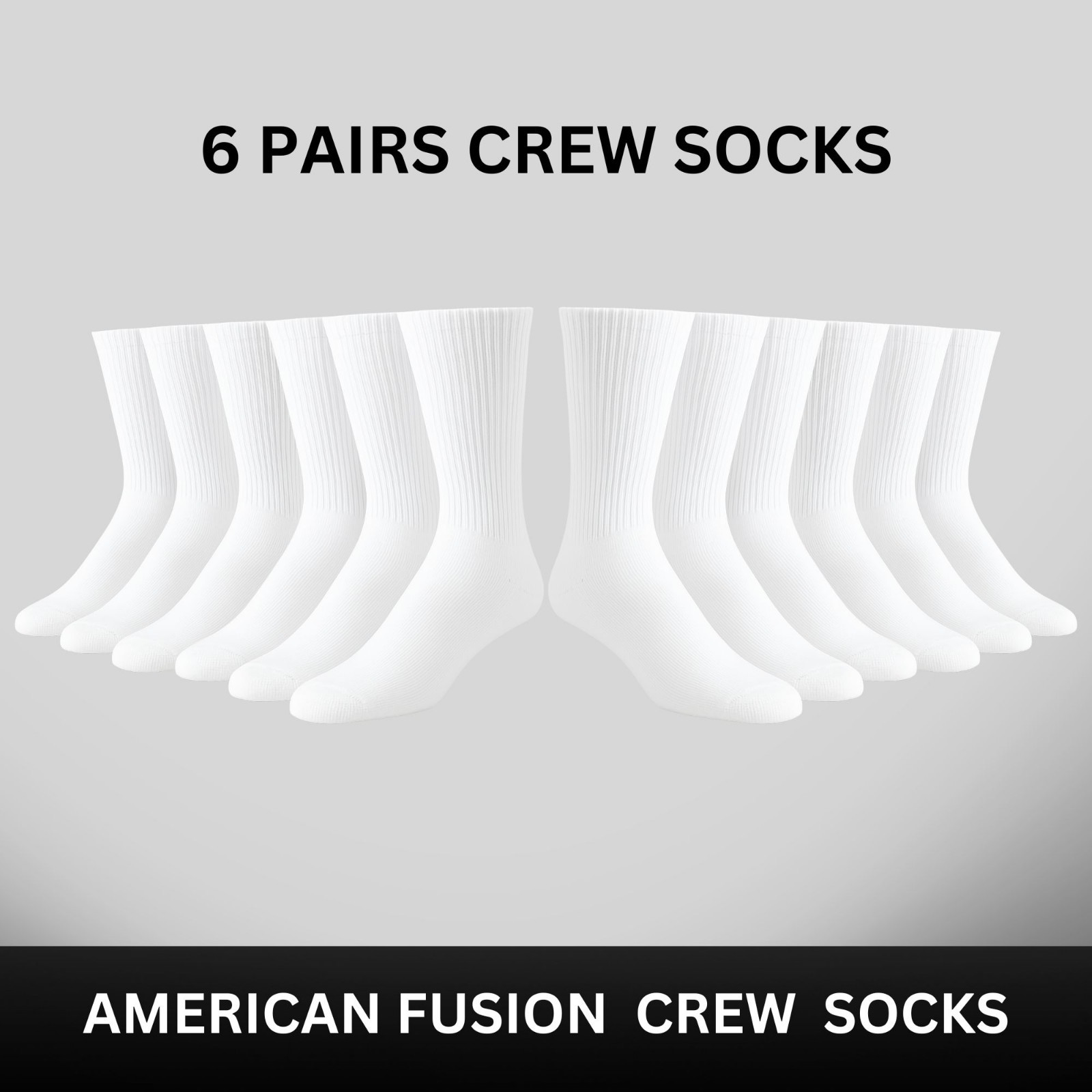 100% Cotton crew socks Pack of 3-12