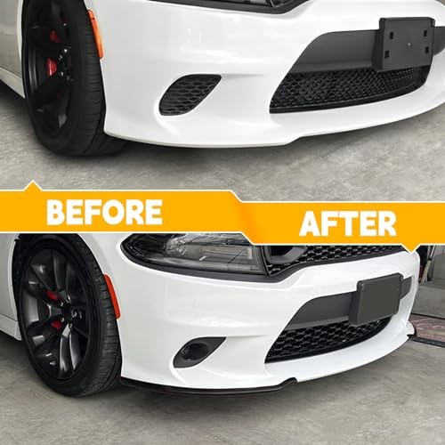 Front Splitter Protector for 2015-2023 Dodge Charger, Replacement Lip Black
