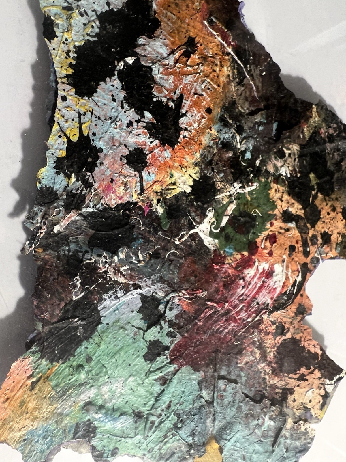 Abstract Mixed Media Framed Art Paint Scrap Shadow Box Gold Frame 22x18