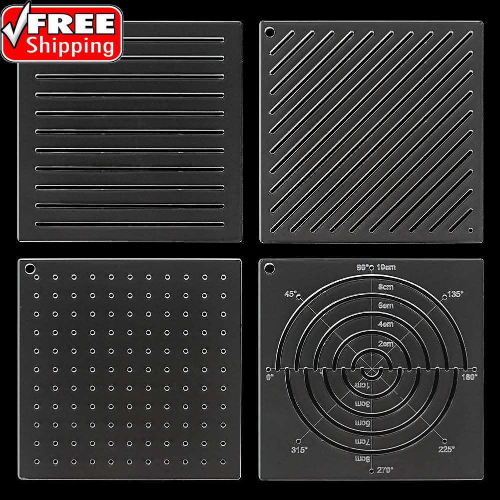 4Pcs Acrylic Sashiko Stencil, Dots, Lines, Arcs, Slashes Acrylic Embroidery Tool