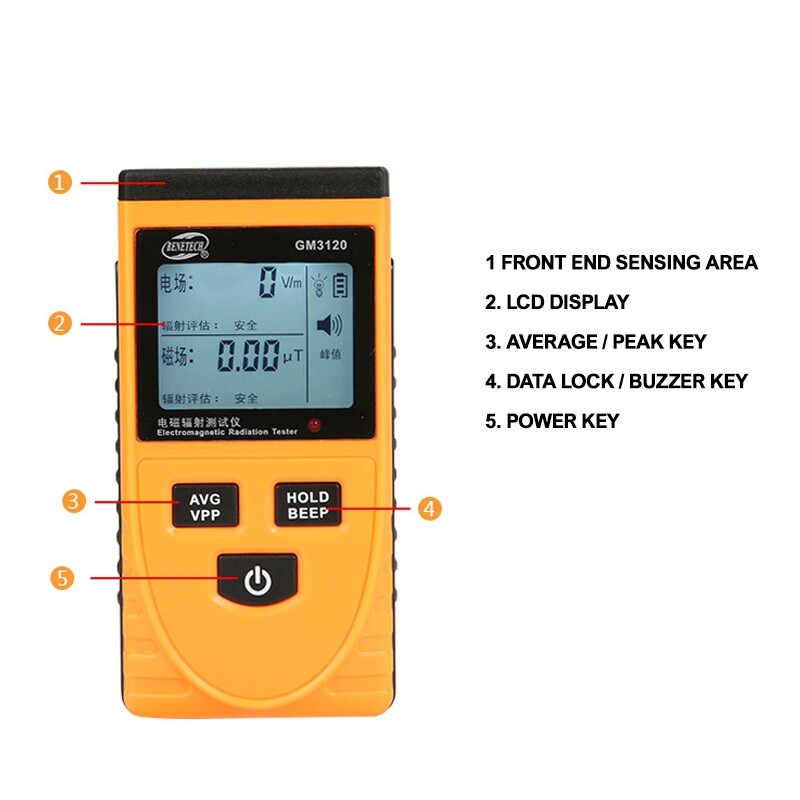 High Accuracy Radiation Detector Counter Meter Dosimeter w/ Large LCD Screen