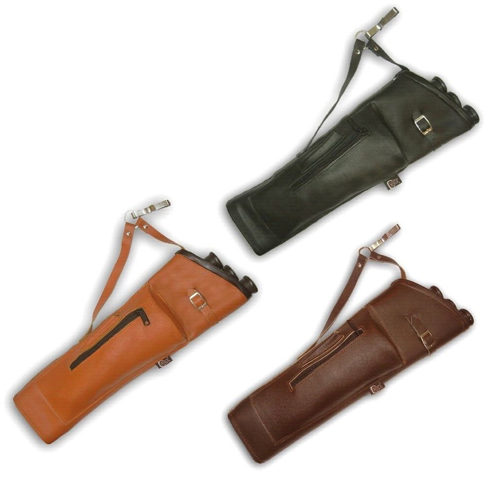 LEATHER LONGBOW/ RECURVE BOW 3 TUBES ARROW BAG SIDE/HIP/WAIST BELT QUIVER