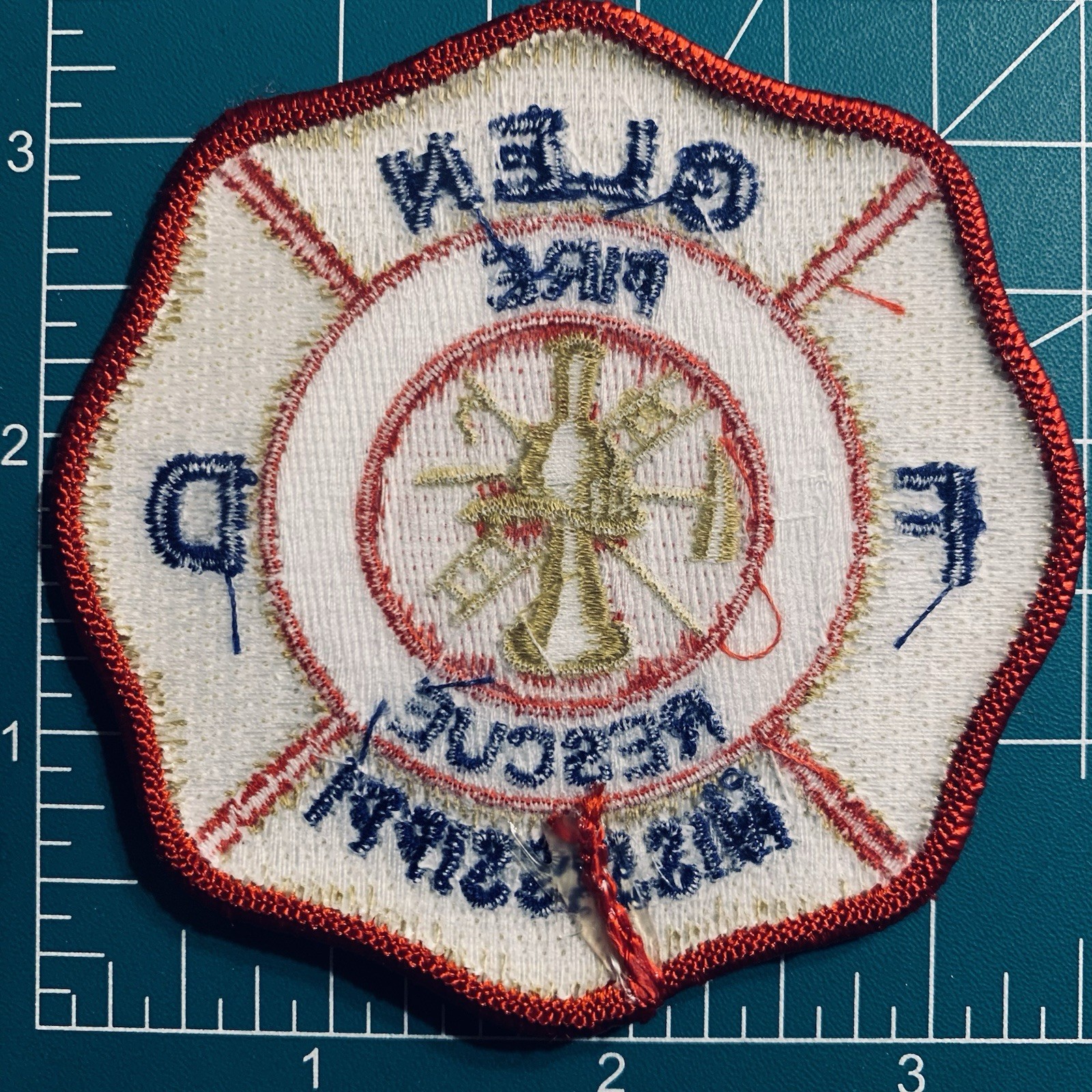 GLEN MISSISSIPPI MS FIRE / RESCUE 3 1/2" FIRE DEPT. PATCH 9G