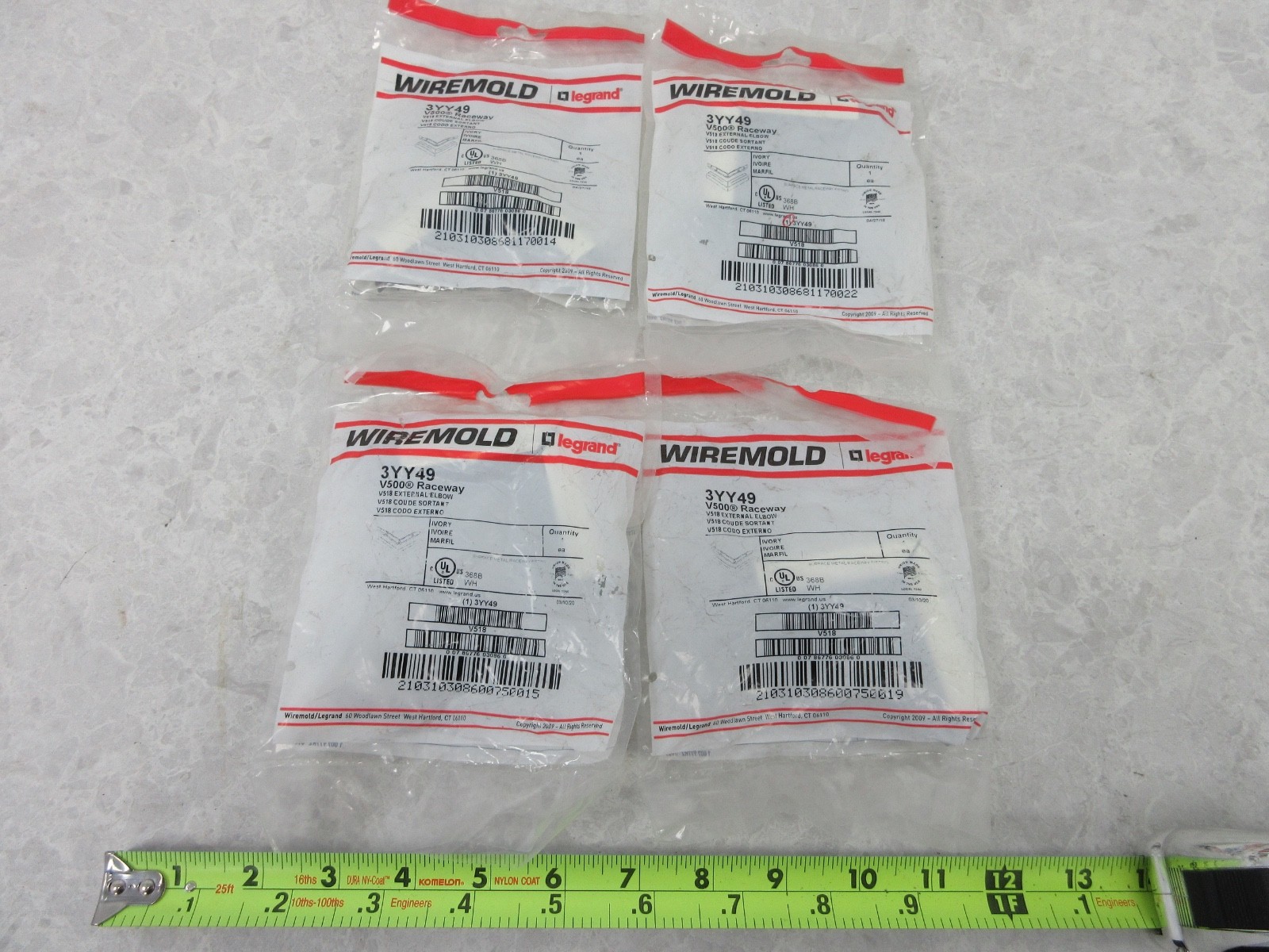 LOT OF 4 WIREMOLD 3YY49 V518 EXTERNAL ELBOW, IA0276
