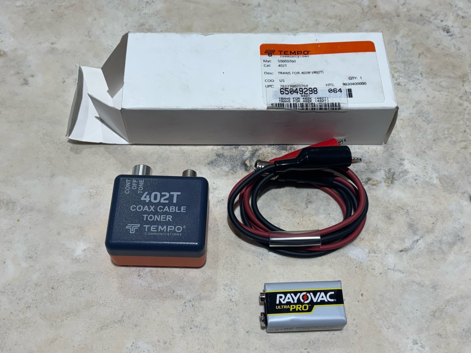 Tempo Communications 402T Coax Toner New With Leads And Battery