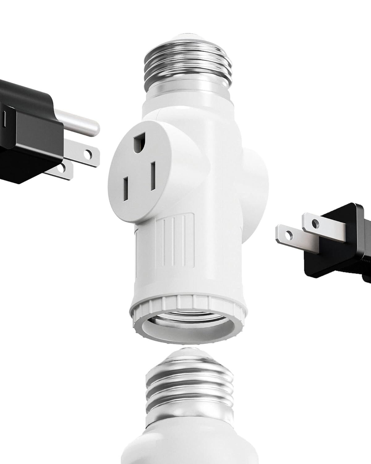 E26/E27 Light Socket to Plug Adapter 2/3 Prong Light Bulb Outlet Plug Converter