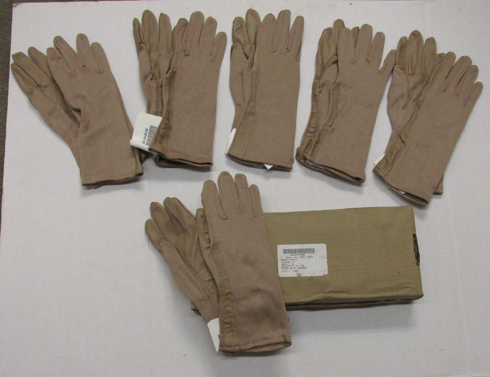 NOS US MILITARY NOMEX FLIGHT GLOVES DESERT TAN SIZE 6 SMALL CASE BOX OF 6 EA