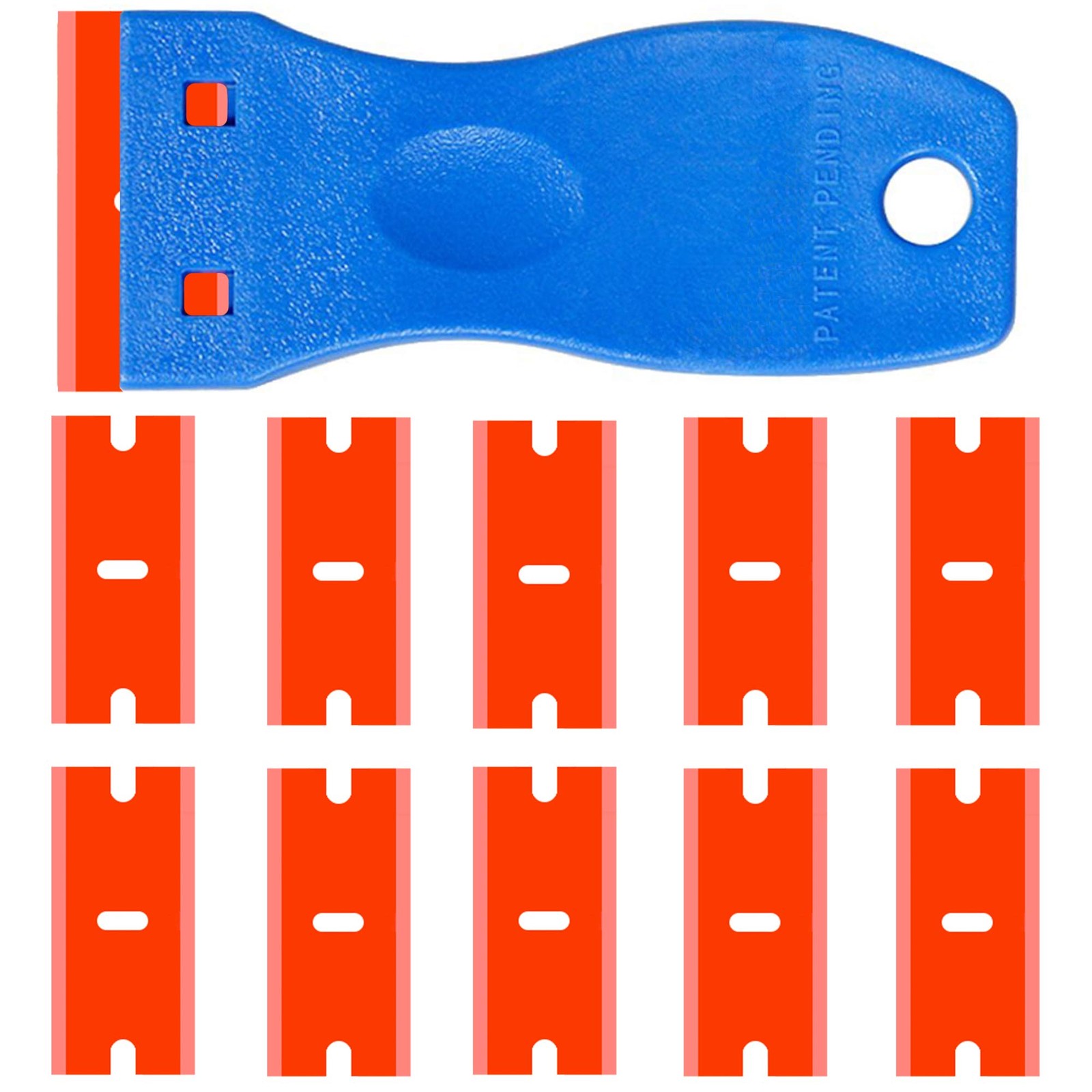 Double Edged Plastic Razor Blade Scrapers Knife with Contoured Grip for Scrap...