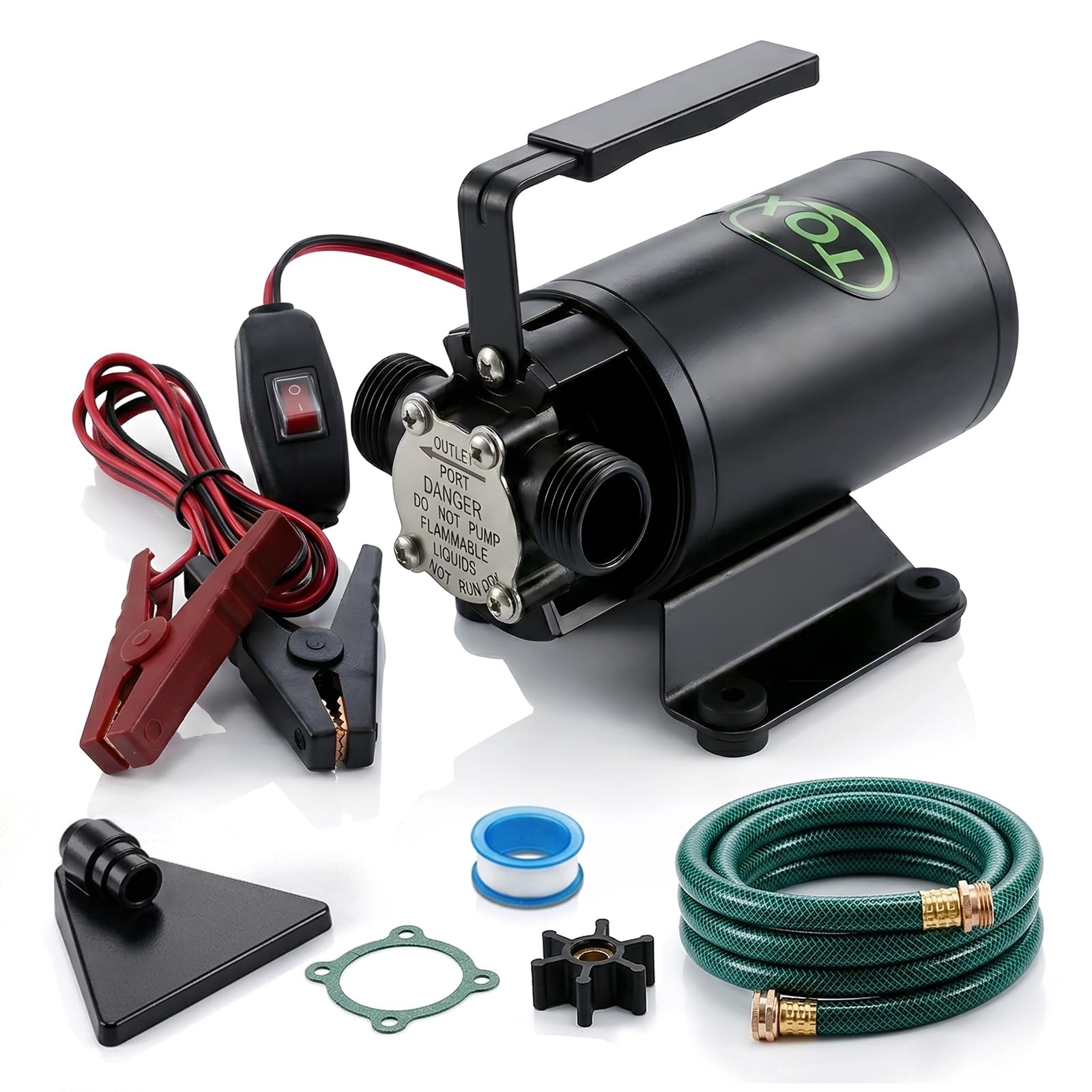 12V Water Transfer Pump 330GPH Self-Priming Pump, Portable Electric Black