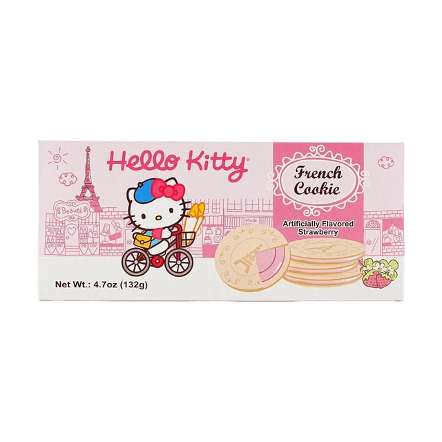 SANRIO Hello Kitty French Cookies , Strawberry Flavor , 4.7oz