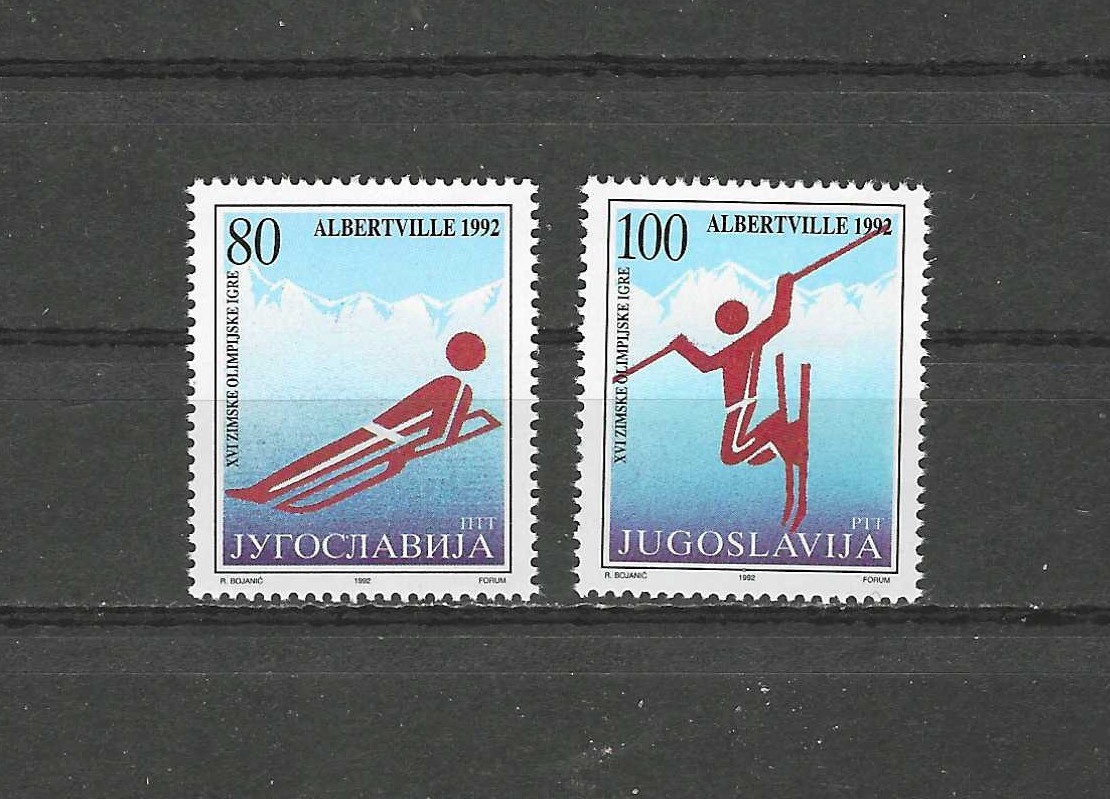 YUGOSLAVIA , 1992 , 92 OLYMPICS , SPORTS , SET OF 2 STAMPS , PERF, MNH , CV$3.50