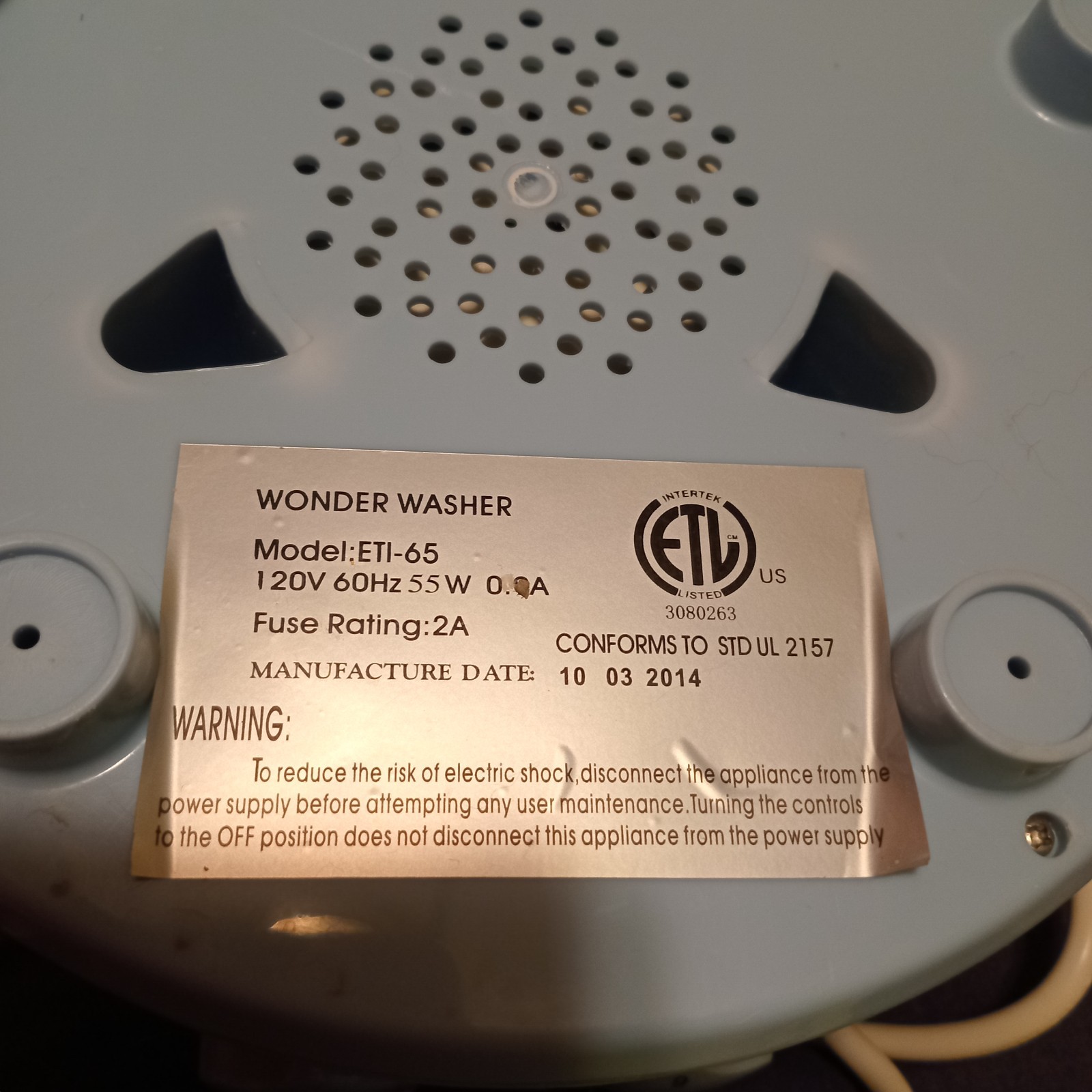 WONDER WASHER MINI WASHING MACHINE MODEL ETI-65