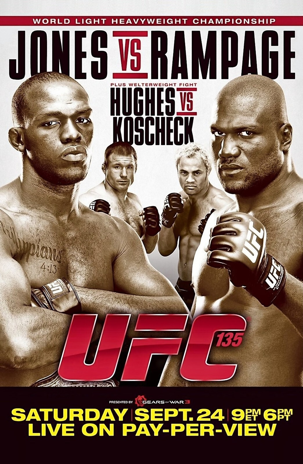 UFC 135 Fight Poster 11x17 Inches - Jon Jones vs Rampage Jackson | NEW USA