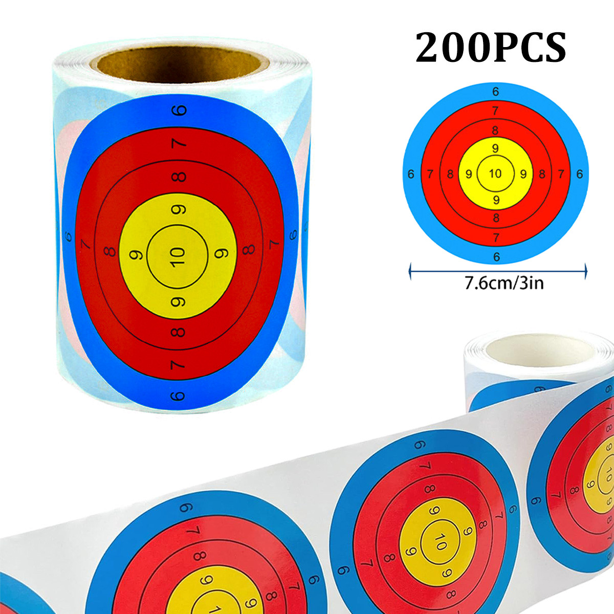 200PCS 3inch Splatter Target Stickers Roll Self Adhesive Paper Reactive Shooting