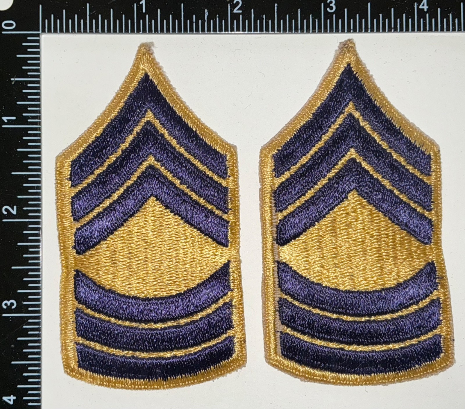 Post WWII Korean War SMALL SIZE Master Sergeant SGT CHEVRONS PAIR Patches
