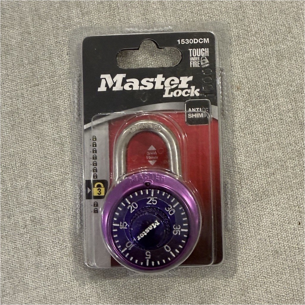 Master Lock 1530DCM Purple Combination Padlock Metal Hardened Steel