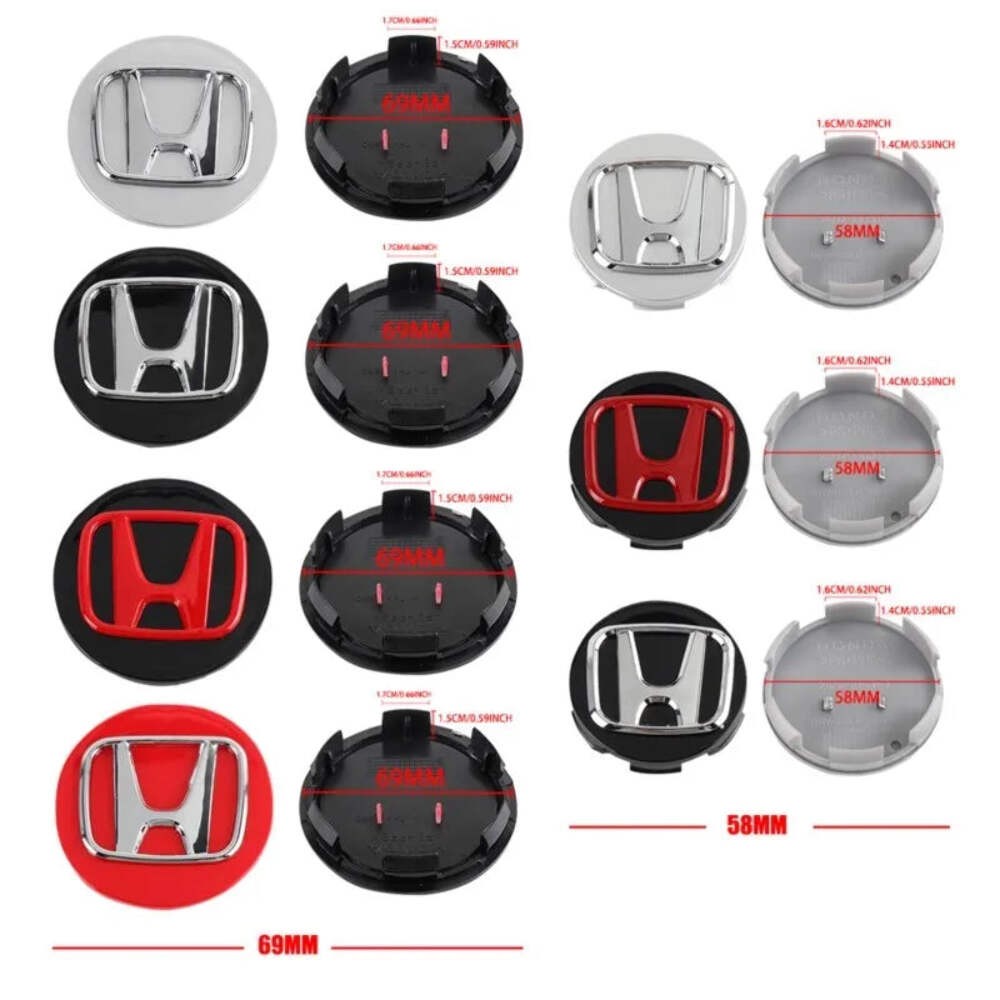 4pcs 56/58/60/69mm Car Wheel Center Hub Caps Accessories For Honda Type R Type S