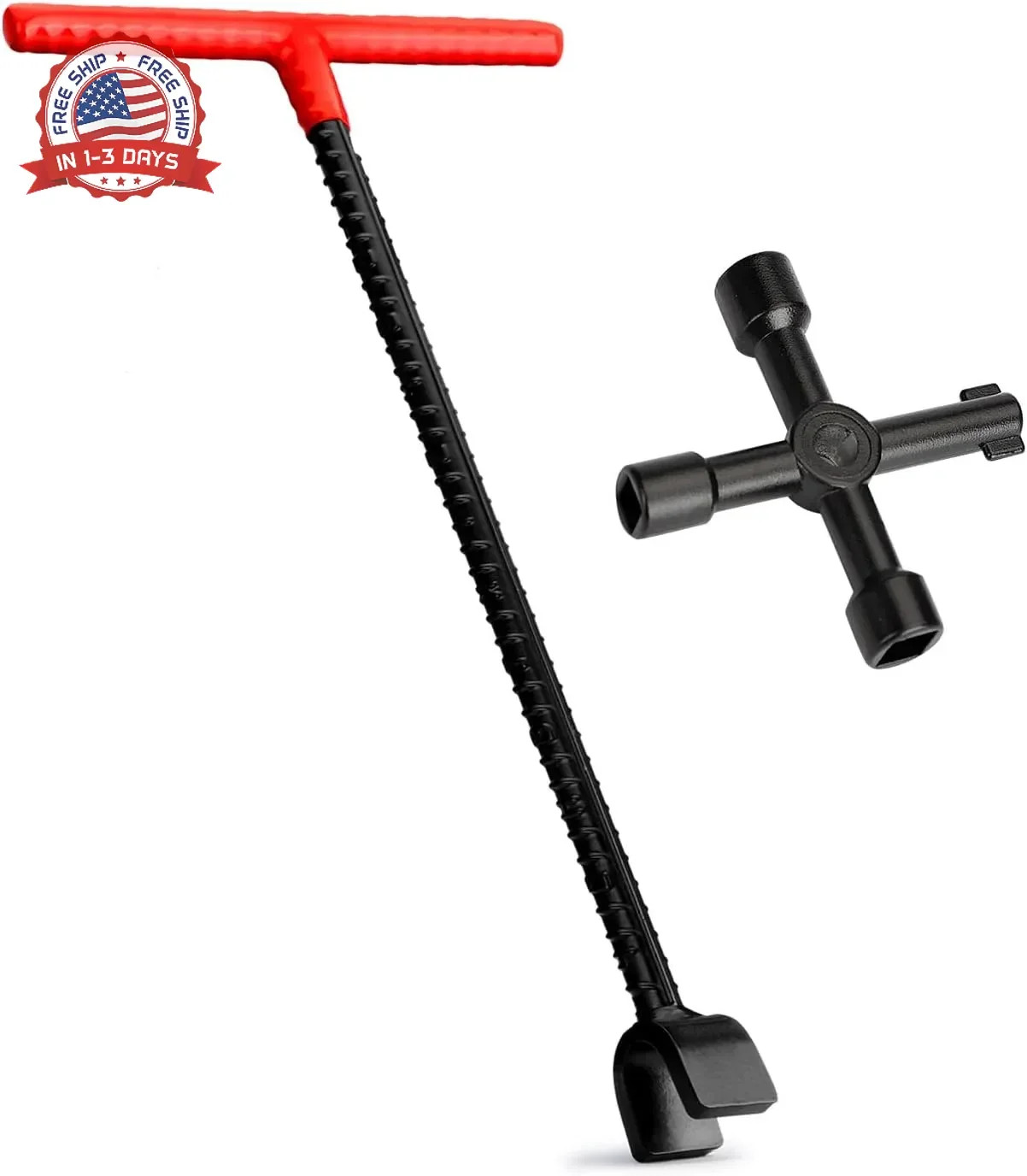 Water Meter Key 16 inch Enforced Steel T-Handle With 4-way Multi-Function