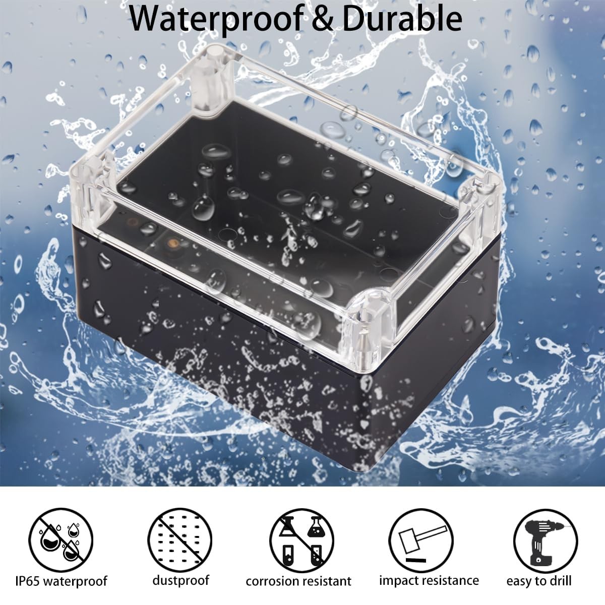 Project Box IP65 Waterproof Junction Box ABS Plastic Black Electrical Boxes DIY