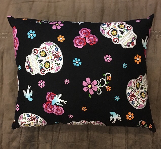 Beautiful Handmade Glittery Sugar Skull Accent - Throw Pillow 12" x 10"