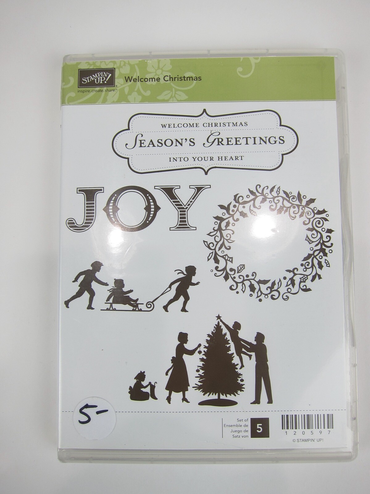 Stamping Up Stamp Set WELCOME CHRISTMAS Season Greetings JOY 5 pc Photopolymer