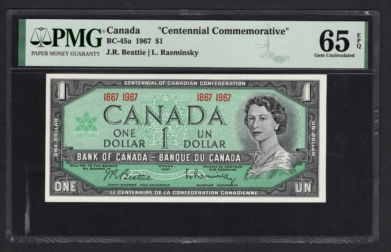 Canada One Dollar 1967 BC-45a "Centennial Commemorative" Uncirculated Grade 65