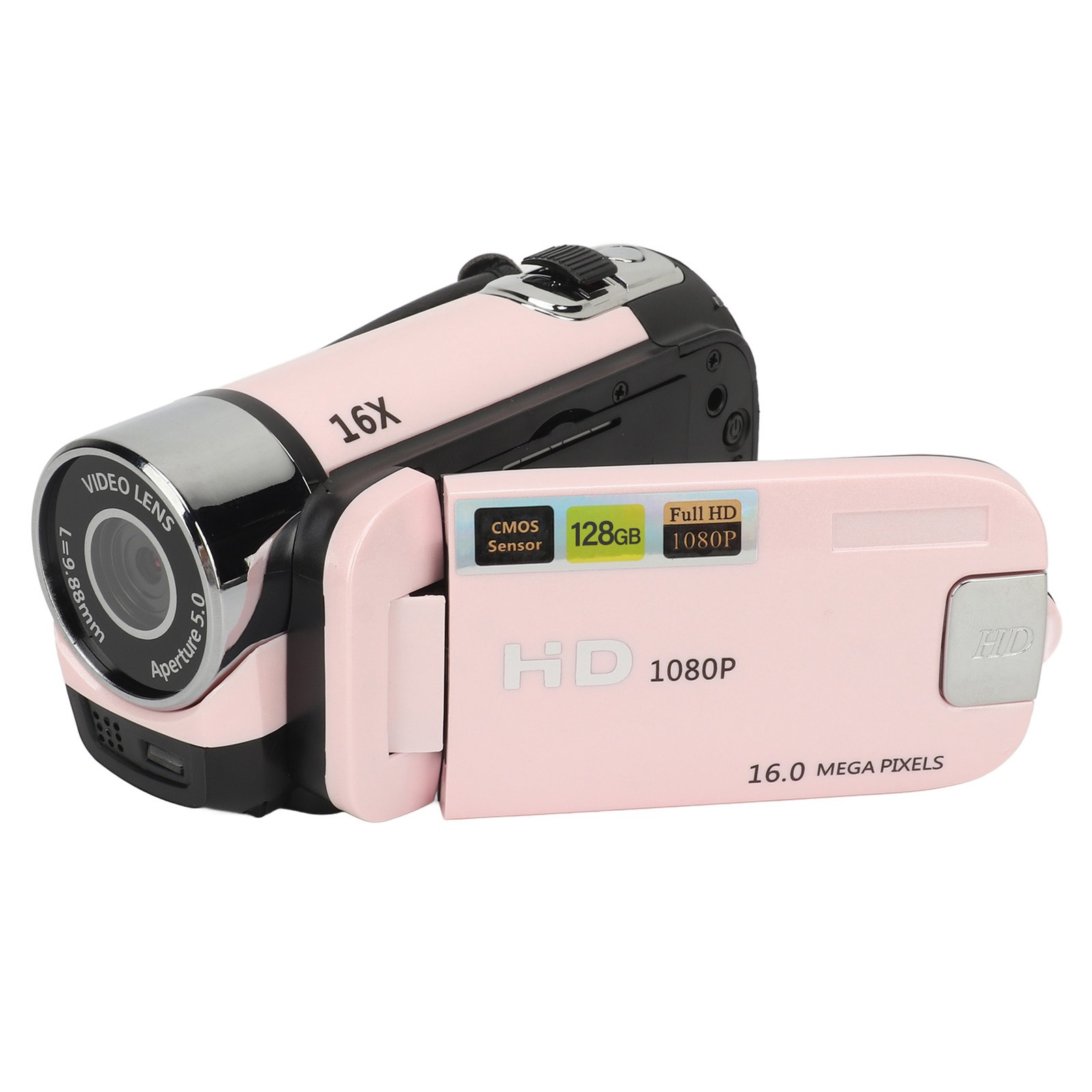 Pink D90 1080P 16MP Digital Camera 2.4 Rotatable Screen Camcorder 16X NY