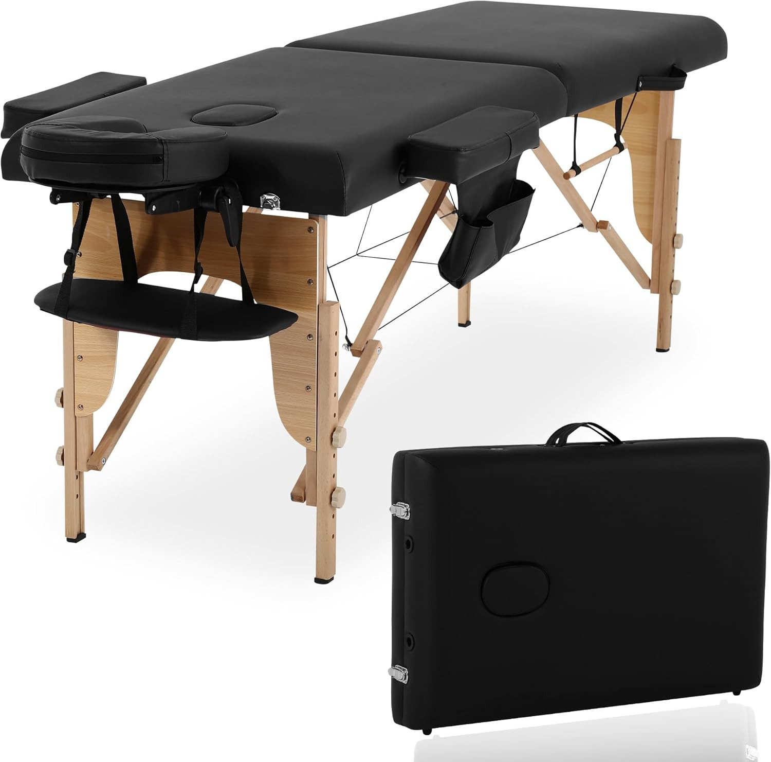 24 Inch Massage Table, 2 Fold Lash Bed, Height Adjustable, Massage Bed, Massage