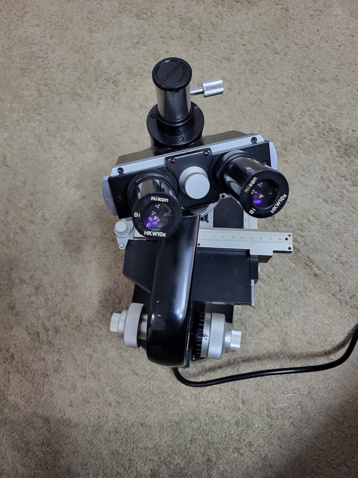 Vintage Nikon Binocular Microscope Made Japan Working Wood Case Lab