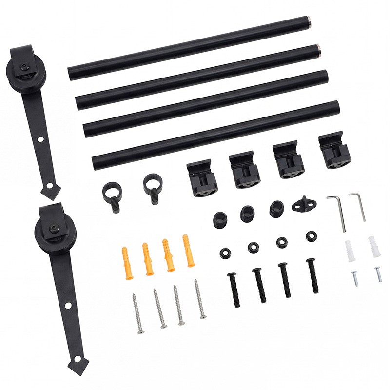 6ft Sliding Door Track Barn Door Hardware Set Kit Modern Style Black